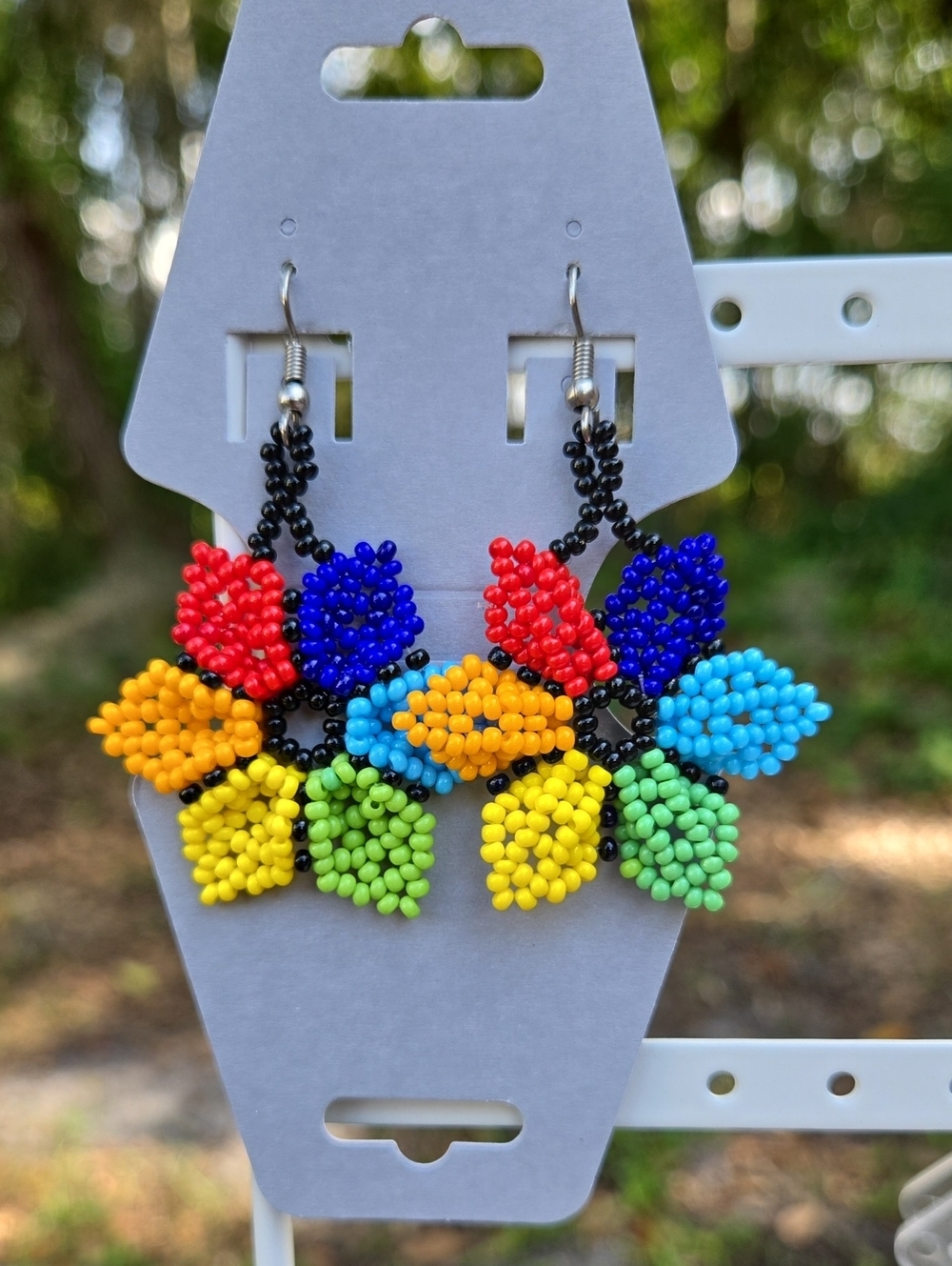 Handcrafted Multicolor Beaded Flower Drop Earrings - Women Jewelry